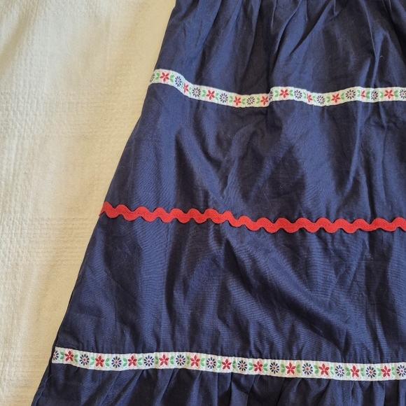 Faded Glory girls size 7 navy blue sun dress ribbon with flower design, VGUC - Picture 3 of 7